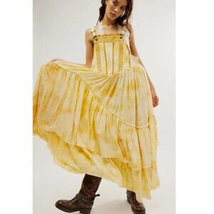 Free People Bali Devon Skirtall Maxi Dress Oversized Embroidered Cotton M 286443